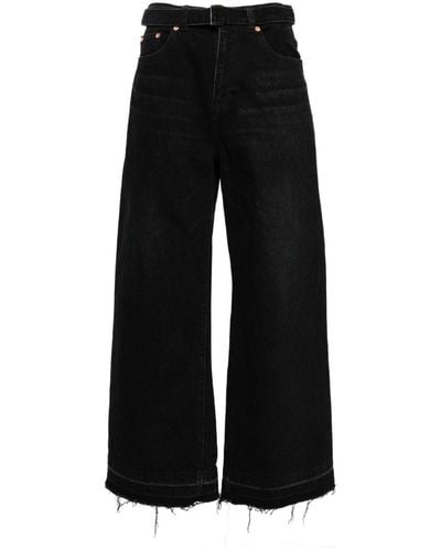 Sacai Raw-cut Wide-leg Jeans - Black