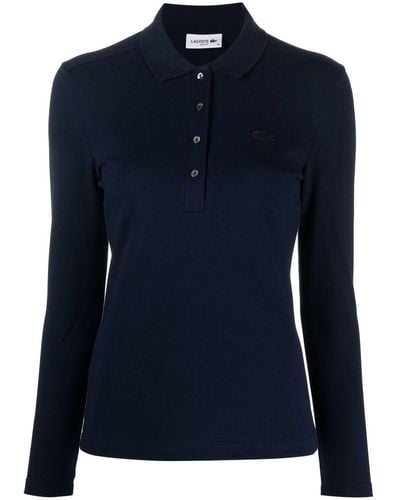 Lacoste Logo-patch Long-sleeve Polo Shirt - Blue