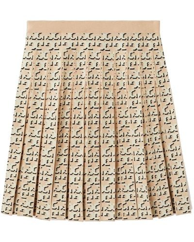 Tory Burch T Monogram Pleated Skirt - Natural