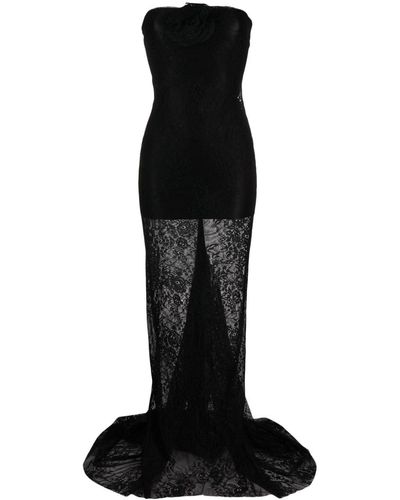 GIUSEPPE DI MORABITO Strapless Floral-lace Gown - Black