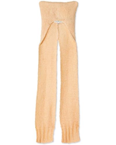 Maison Margiela Knitted Scarf Beanie - Natural