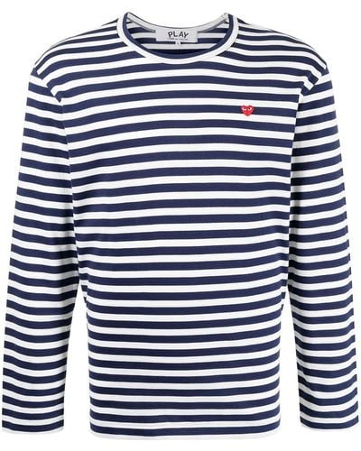 COMME DES GARÇONS PLAY Gestreiftes Langarmshirt - Blau