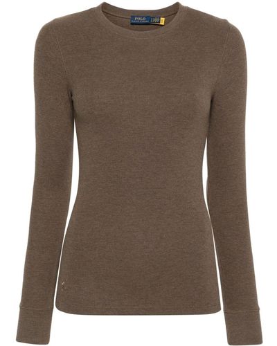 Polo Ralph Lauren Elbow-patch Ribbed Jumper - Brown