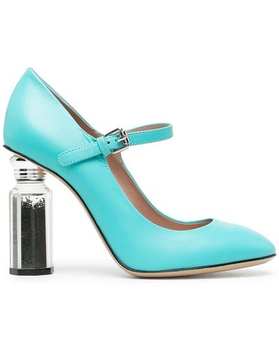 Moschino Mirrored-heel Leather Sandals - Blue