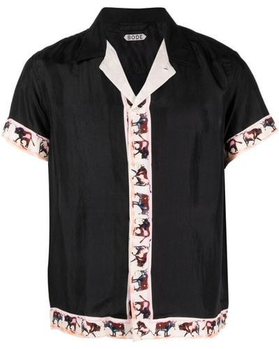 Bode Taureau Zijden Overhemd - Zwart