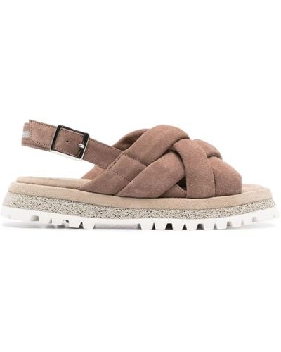 Peserico Interwoven-straps Suede Sandals - Brown