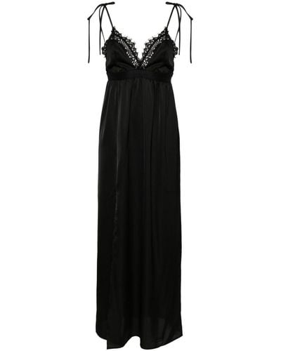 ..,merci Lace-detail Satin Maxi Dress - Black
