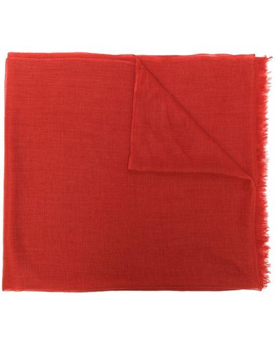 N.Peal Cashmere Frayed-edge Cashmere Scarf - Red