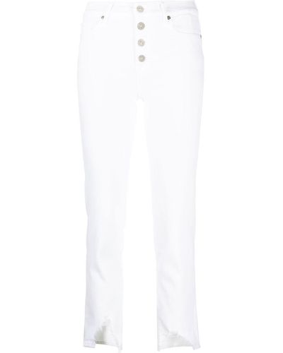 7 For All Mankind Frayed-hem Cropped Pants - White