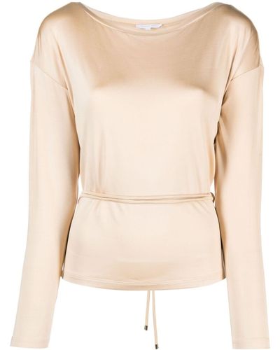 Patrizia Pepe Fly-plaque Belted T-shirt - Natural