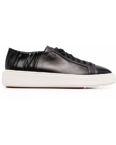 Santoni Ruched Detail Low-top Sneakers - Black