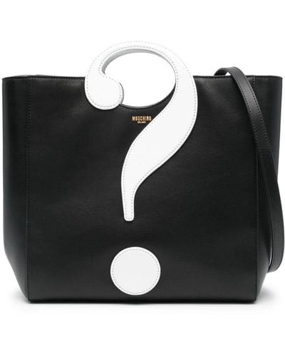 Moschino Question Mark Leather Tote Bag - Black