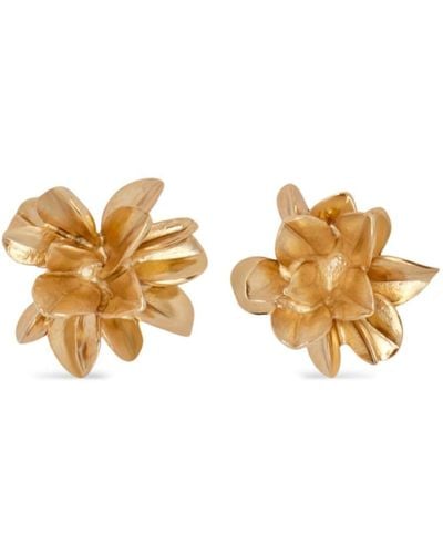 Oscar de la Renta Flower Stud Earrings - Metallic