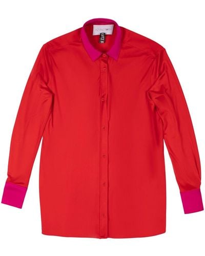 AZ FACTORY Camicia Aka con polsini a contrasto - Rosso