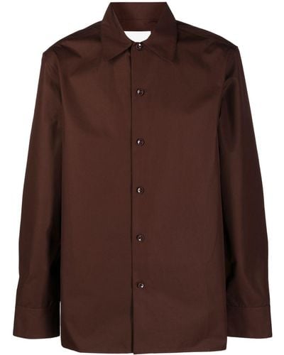Jil Sander Pointed-collar Cotton Shirt - Brown