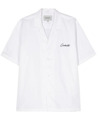 Carhartt S/S Delray Hemd mit Logo-Stickerei - Weiß