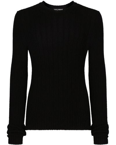 Dolce & Gabbana Crew-neck Ribbed Sweater - Black