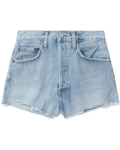 Agolde Parker Raw-cut Denim Shorts - Blue