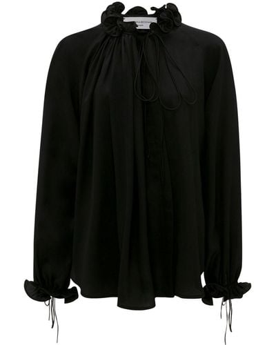 Victoria Beckham Ruched-detail Silk Blouse - Black