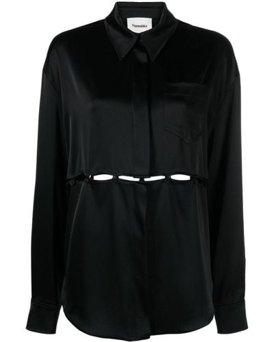 Nanushka Maxon Panelled Satin Shirt - Black