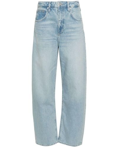 FRAME Long Barrel Grind Hem Tapered Jeans - Women's - Recycled Cotton/regenerative Cotton - Blue