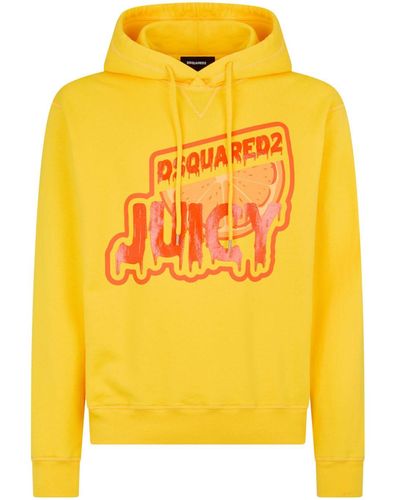 DSquared² Graphic-print Cotton Hoodie - Yellow