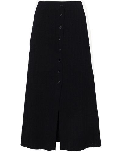 Claudie Pierlot A-line Ribbed-knit Midi Skirt - Black