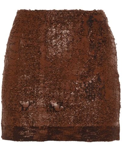 Acne Studios Cracked-texture Mini Skirt - Brown