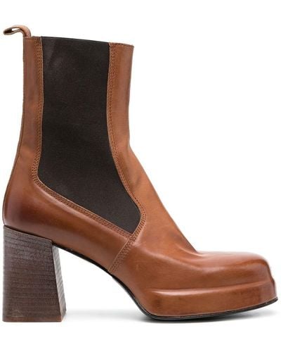 Moma Block-heel Leather Boots - Brown
