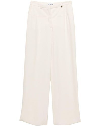 Ports 1961 Pantalon de tailleur à motif géométrique en jacquard - Blanc