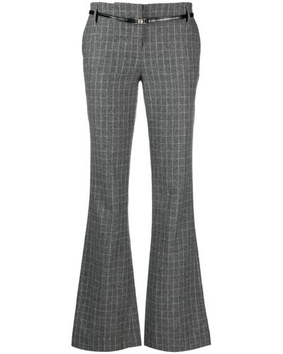 Maje Low-rise Checked Flared Trousers - Grey