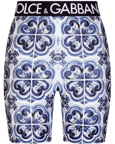Dolce & Gabbana Culottes de ciclismo con motivo Majolica - Azul
