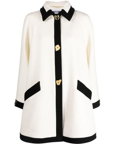 Moschino Contrasting-trim Single-breasted Coat - White