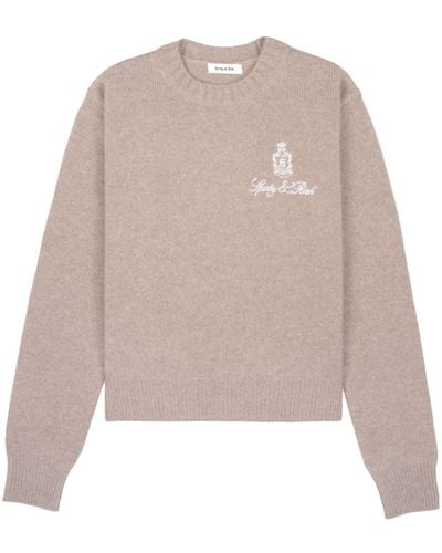 Sporty & Rich Logo-embroidered Cashmere Sweater - Natural