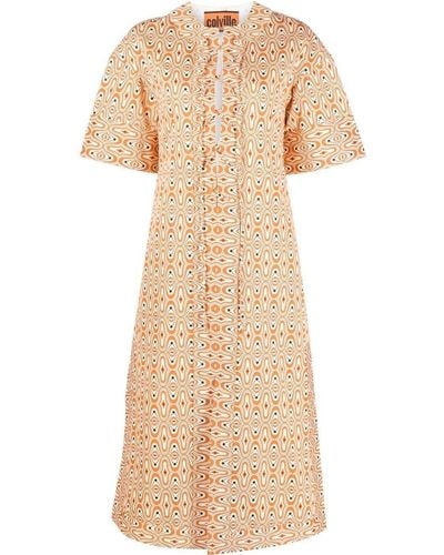 Colville Midi-jurk Met Patroon - Oranje