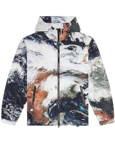 DIESEL J-warrett Graphic-print Regular-fit Hooded Nylon Jacket - Blue