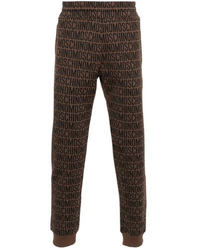 Moschino Logo-jacquard Track Trousers - Brown