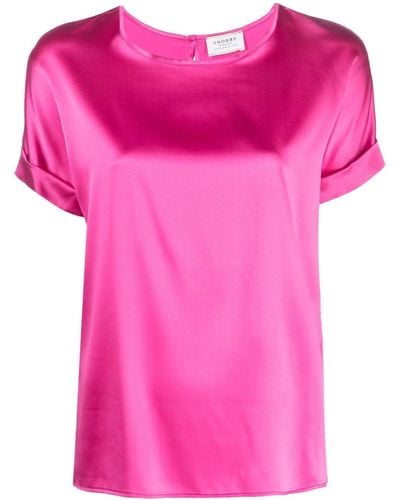 Wild Cashmere Short-sleeve Silk Blouse - Pink