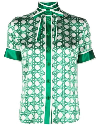 Casablancabrand モノグラム シルクシャツ - グリーン