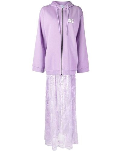 Natasha Zinko Combo Logo-print Hoodie Dress - Purple