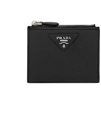 Prada Small Triangle-logo Leather Wallet - Black