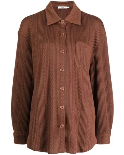 B+ AB Cable-knit Textured-finish Shirt - Brown