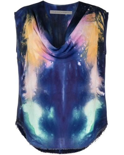 Raquel Allegra Lulu Draped Top - Blue