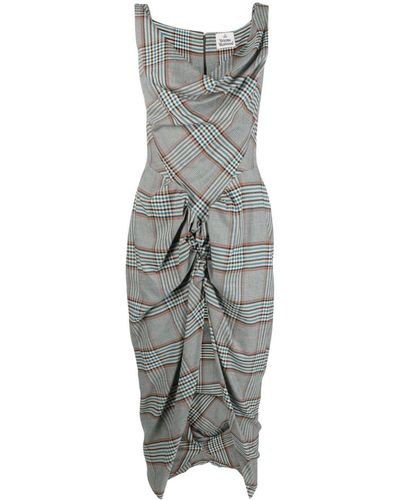 Vivienne Westwood Panther Check-pattern Midi Dress - Grey