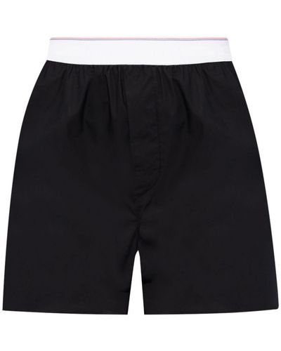 Alexander Wang Logo-waistband Cotton Shorts - Black