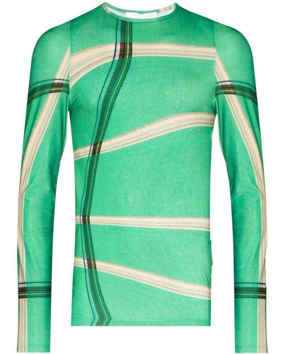 Bianca Saunders Warped-print Long-sleeve T-shirt - Green