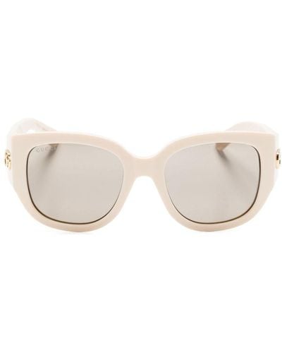 Gucci Neutral Double G Square-frame Sunglasses - Natural