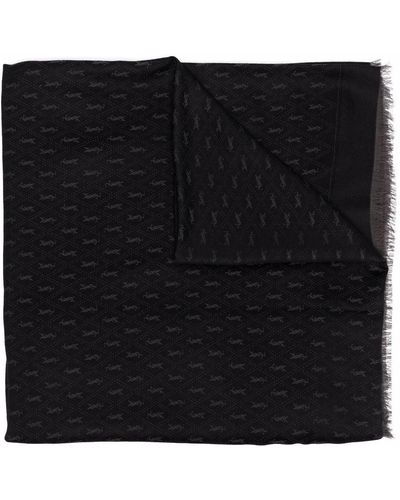 Saint Laurent Monogram Fine-knit Scarf - Black