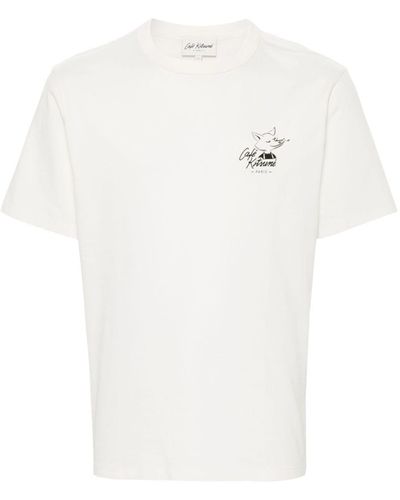 Café Kitsuné Logo-print Cotton T-shirt - White