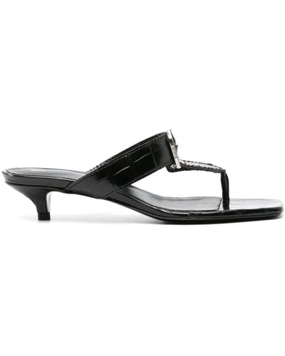 Totême The Belted 35mm Crocodile-effect Mules - White